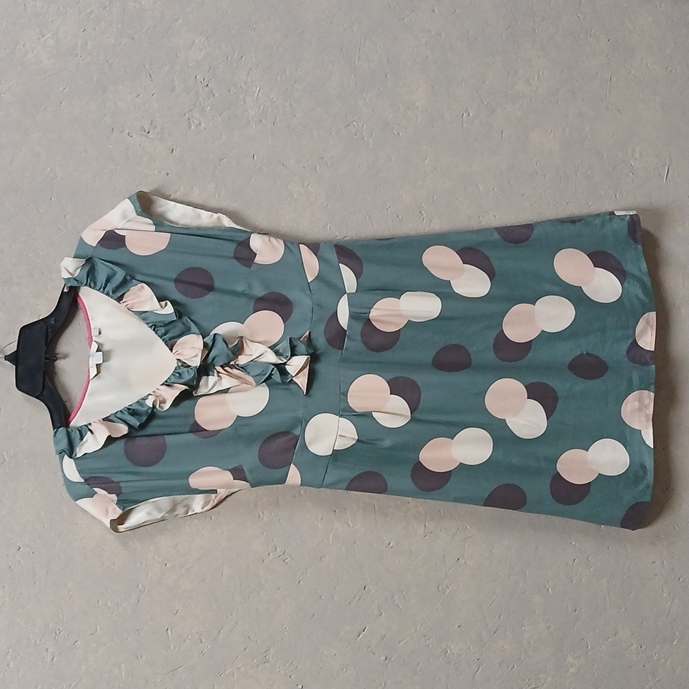 Boden HAYDEN SILK BLEND RUFFLE CIRCLE PRINT Polka Dot Dress 6P - Picture 2 of 7
